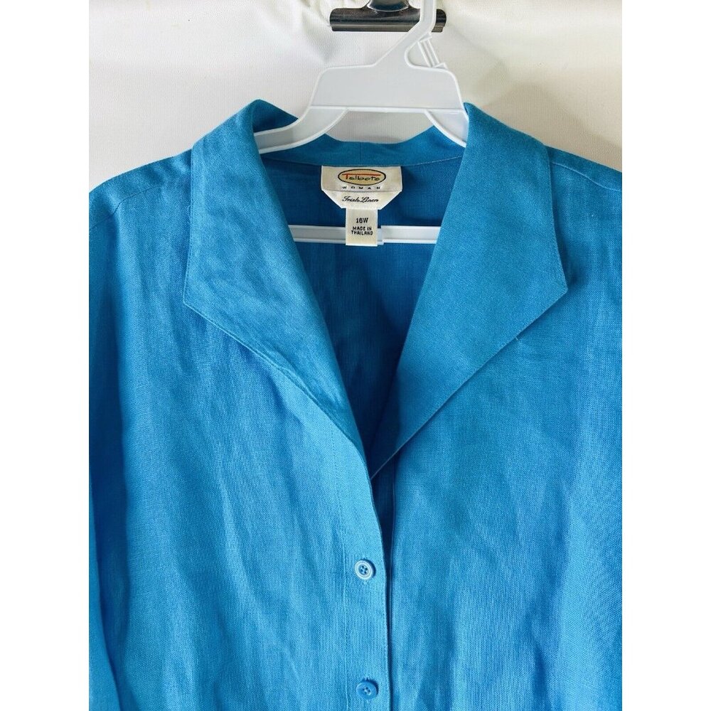 Talbots Rish Linen Button Front Collared Shirt Bl… - image 4